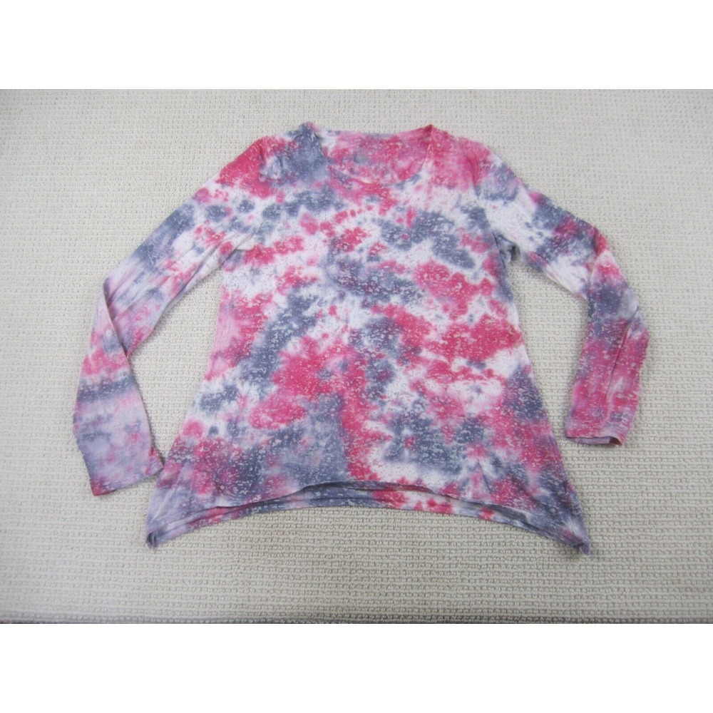 BCG Shirt Womens Large Pink Gray Tie Dye Long Sleeve Scoop Neck Activewear‎